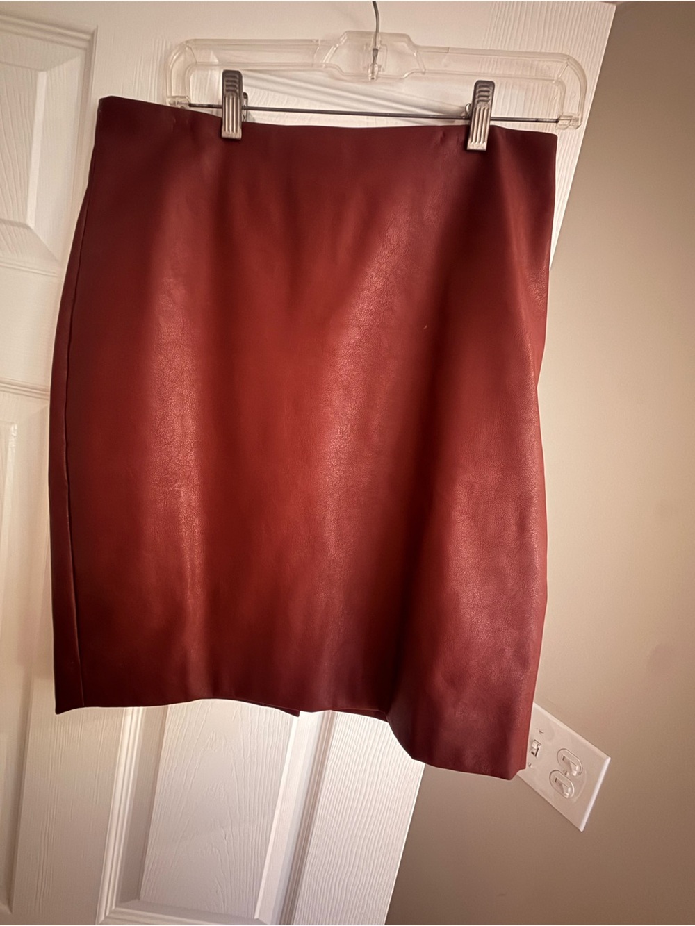 J. Crew Wine Faux Leather Pencil Skirt